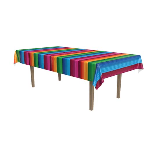 Michaels, Beistle 55" x 90.5" Fiesta Serape Fabric Table Cover – Category: Party Decorations